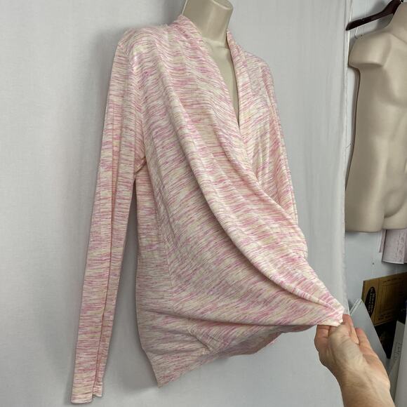 Saturday Sunday Anthropologie Surplice Sweater Women Large Space Dye Pastel Wrap - Picture 3 of 11